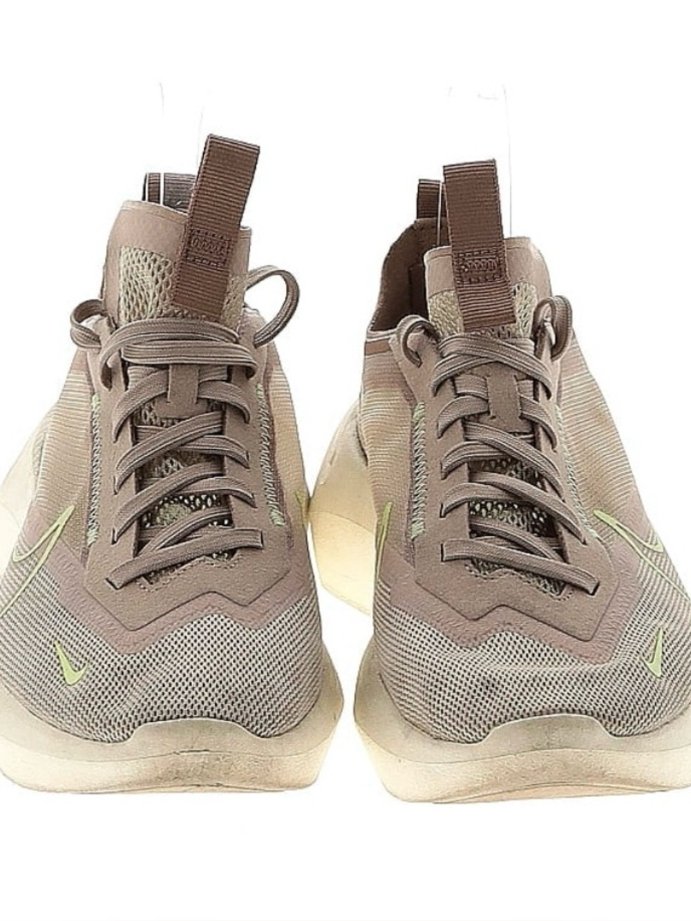 Nike Women’s Taupe Athletic Sneakers with Light Green Swoosh